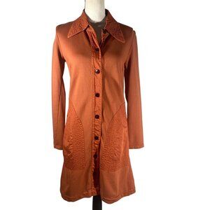 Prairie Underground Rust lagenlook Button-Down Long Sleeve long jacket Coat S Or